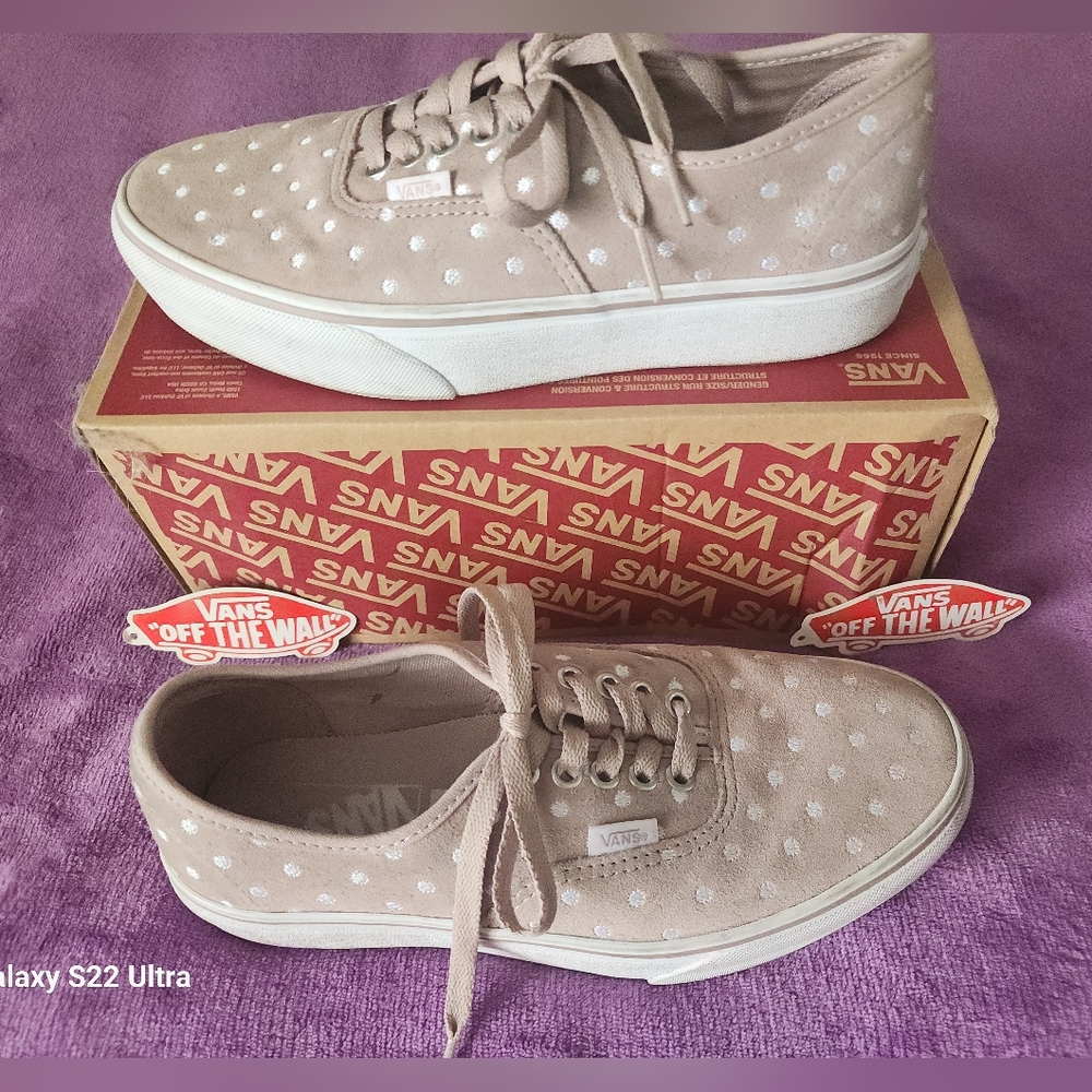 Vans Beige Suede Polka Dot Sneakers